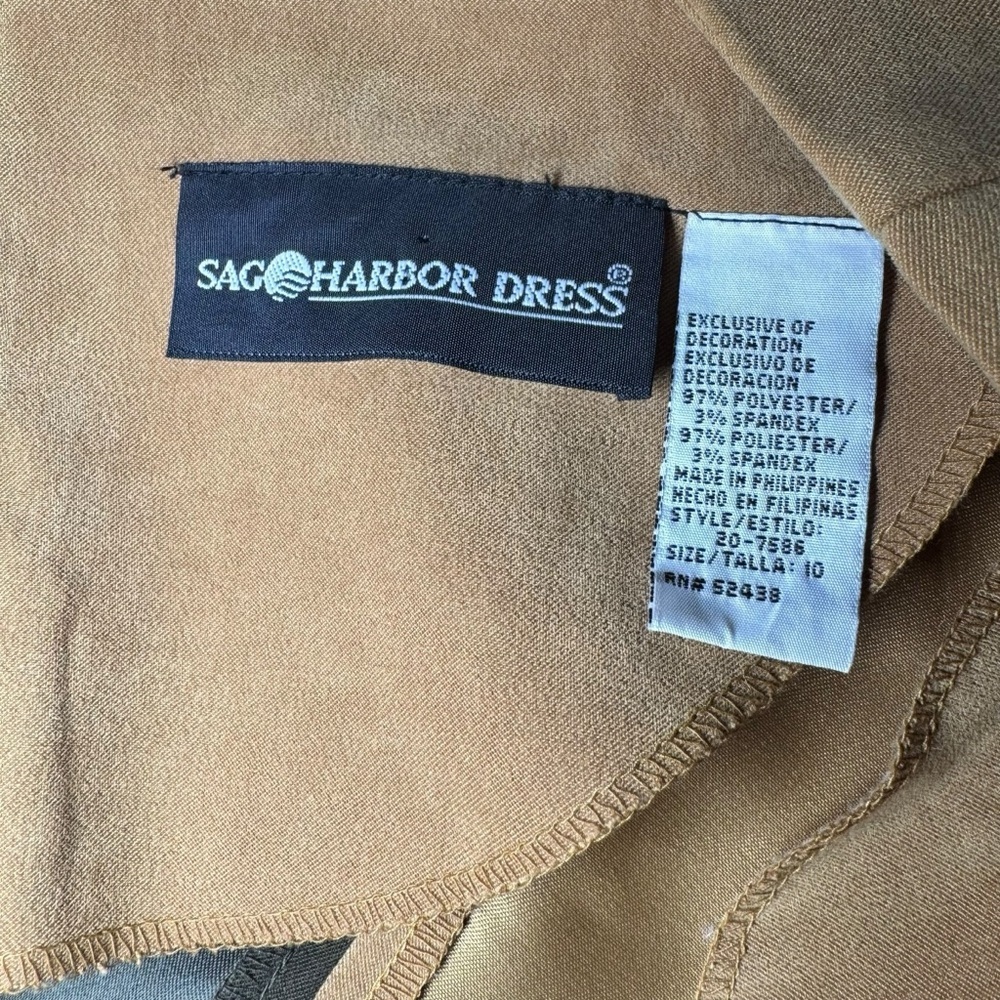 Vintage Sag Harbor Colorblock Dress Brown Faux Suede Fall 90s Short Sleeve 10 - Picture 5 of 9